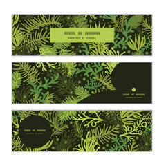 Vector evergreen christmas tree horizontal banners set pattern
