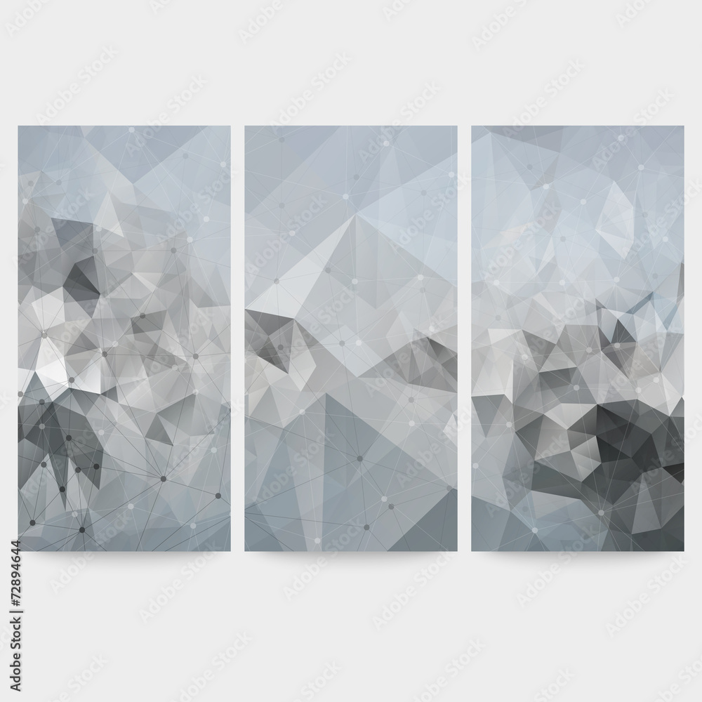 Poster set of abstract backgrounds, molecule structure, triangle design
