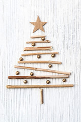 Christmas tree wooden branches