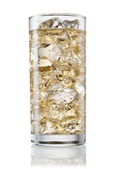 Glass of carbonated lemonade on white background. With clipping