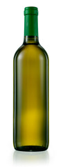 Bottle with white wine isolated. With clipping path