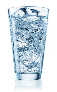 Glass of mineral water with ice. With clipping path