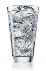 Glass of water with ice. With clipping path - obrazy, fototapety, plakaty