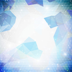 Colorful blue geometric background, abstract triangle pattern