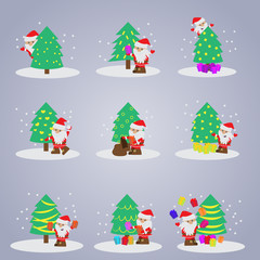 Santa Claus Set - Isolated On Gray Background