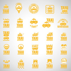Taxi Icons Set - Isolated On Gray Background