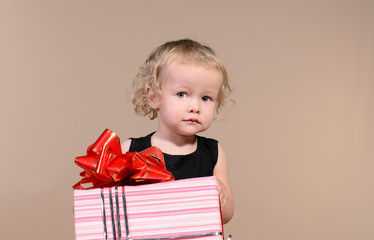little girl with gift