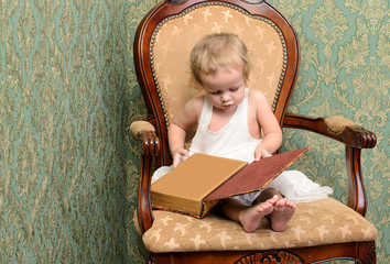 little girl in retro style