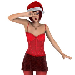 サンタクロース帽子の女性