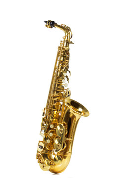 Saxophone on a white background