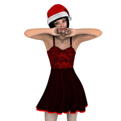 サンタクロース帽子の女性