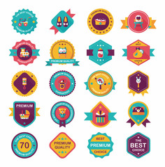 Baby badge banner design flat background set, eps10