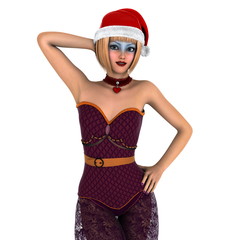 サンタクロース帽子の女性