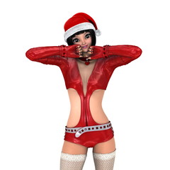 サンタクロース帽子の女性