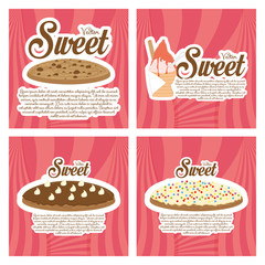Set Of Desserts Isolated On Color Background