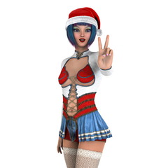 サンタクロース帽子の女性