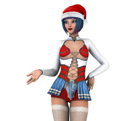 サンタクロース帽子の女性