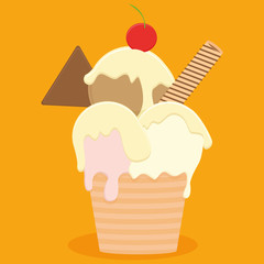 Ice Cream Illustration Isolated On Color Background