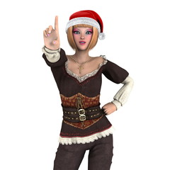 サンタクロース帽子の女性