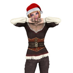 サンタクロース帽子の女性