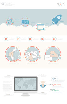 Flat website design template with business illustrations