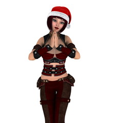 サンタクロース帽子の女性