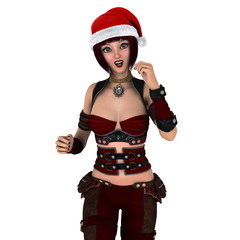 サンタクロース帽子の女性