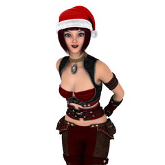 サンタクロース帽子の女性