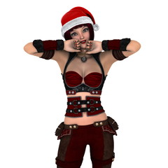 サンタクロース帽子の女性