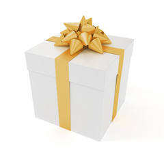 Big present with ribbon isolated with clipping path