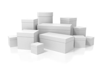 White boxes isolated on white background with clipping path