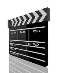 Clapper board on white background