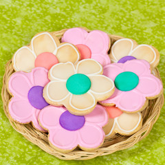 Homemade sugar cookies shaped like flowers