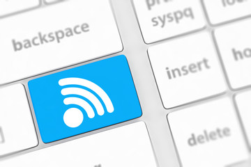 wifi concepts, with message on enter key of computer keyboard.