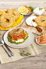 Cream cheese and smoked salmon bagel