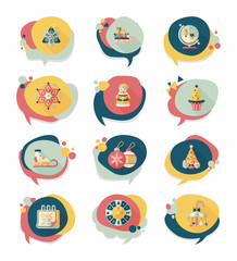 Christmas bubble speech banner design flat background set, eps10