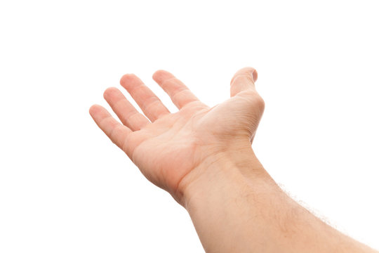 Right male hand with empty place for holding something