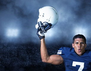 American Football Player celebrating a big win