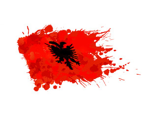 Albanian flag made of colorful splashes