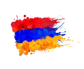 Flag of Armenia made of colorful splashes