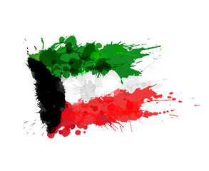 Flag of Kuwait made of colorful splashes