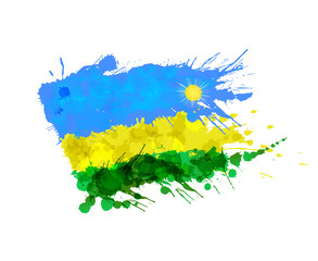 Flag of  Rwanda made of colorful splashes