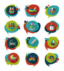 baby bubble speech banner design flat background set, eps10