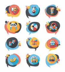 baby bubble speech banner design flat background set, eps10