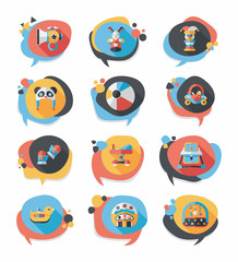 baby bubble speech banner design flat background set, eps10