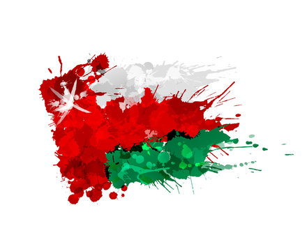 Flag of  Oman made of colorful splashes