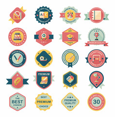 School badge banner design flat background set, eps10