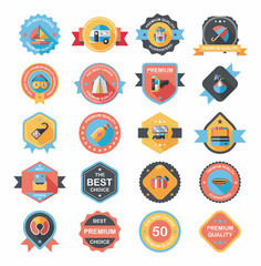 Travel badge banner design flat background set, eps10