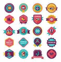 Travel badge banner design flat background set, eps10
