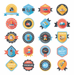 Pet badge flat banner design background set, eps10